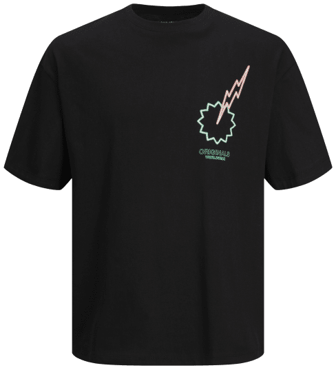 Jack & Jones JORVIVID T-Shirt Black - Majice Kratkih Rukava - Muške Majice Kratkih Rukava Veliki Brojevi 