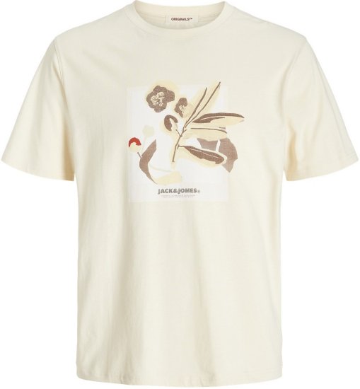 Jack & Jones Almeria Front Print Crew Neck T-Shirt Antique White - Majice Kratkih Rukava - Muške Majice Kratkih Rukava Veliki Brojevi 