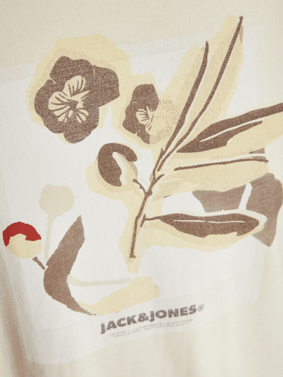 Jack & Jones Almeria Front Print Crew Neck T-Shirt Antique White - Majice Kratkih Rukava - Muške Majice Kratkih Rukava Veliki Brojevi 