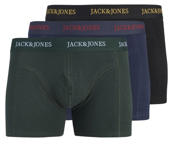 Jack & Jones Blaze Solid Bokserice 3 kom Crna/Tamnoplava/Zelena - Bokserice - Muške Bokserice Veliki Brojevi