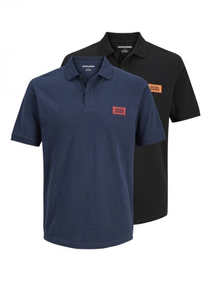 Jack & Jones Rush polo majica 2 kom crna/tamnoplava - Polo majice - Muške Polo Majice Veliki Brojevi