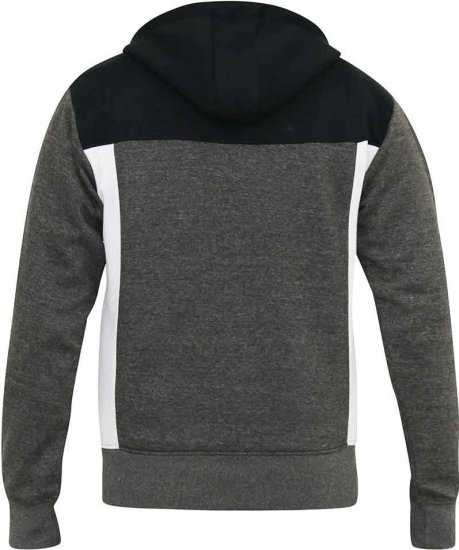D555 NATHAN Full Zip Hoody With Cut And Sew Detail Black/Charcoal - Puloveri & dukserice - Muške Puloveri & dukserice veliki brojevi