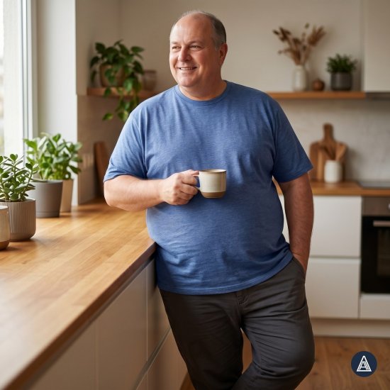Adamo 129420 Majica 2 kom Denim plava - Majice Kratkih Rukava - Muške Majice Kratkih Rukava Veliki Brojevi 