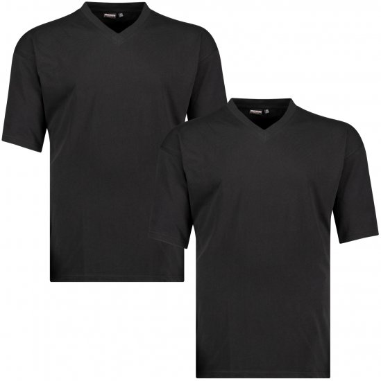 Adamo Maverick Comfort fit 2-pack V-neck T-shirt Black - Majice Kratkih Rukava - Muške Majice Kratkih Rukava Veliki Brojevi 