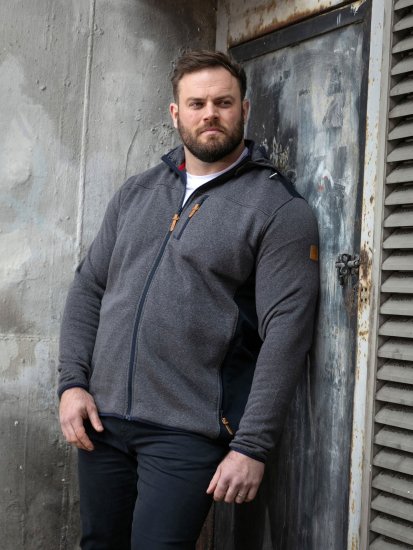 D555 Conrad Detachable Hood Bonded Fleece Zip Through Hoody Tamnoplava - Puloveri & dukserice - Muške Puloveri & dukserice veliki brojevi