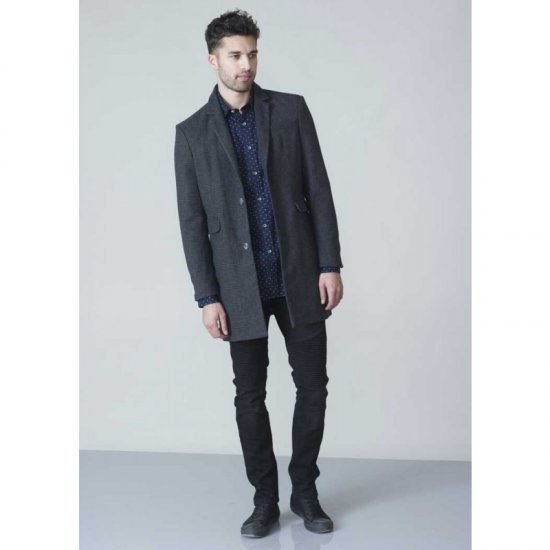 D555 Terry Checked Overcoat Charcoal - Jakne - Muške Jakne Veliki Brojevi