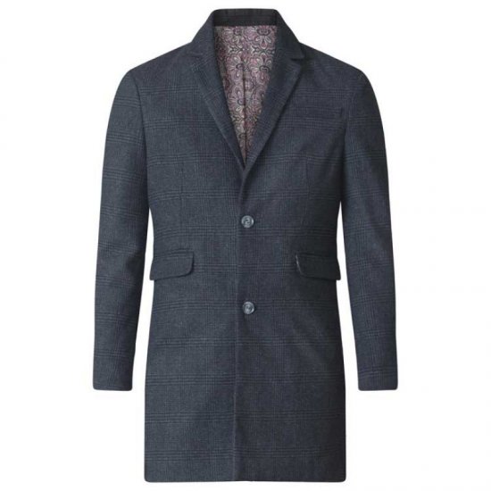 D555 Terry Checked Overcoat Charcoal - Jakne - Muške Jakne Veliki Brojevi