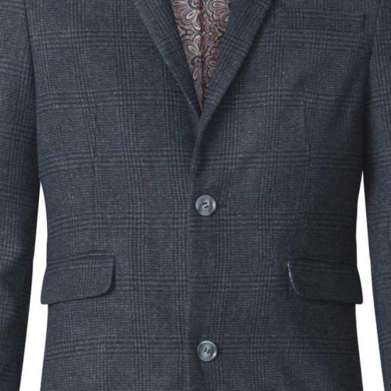 D555 Terry Checked Overcoat Charcoal - Jakne - Muške Jakne Veliki Brojevi