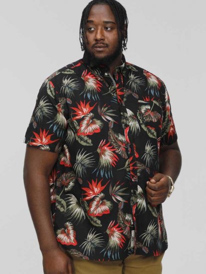 D555 LENNOX Hawaiian AO Print Shirt Black - Košulje - Muške Košulje Veliki Brojevi
