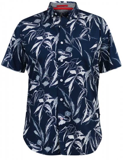 D555 FINLEY Hawaiian AO Print Shirt Navy - Košulje - Muške Košulje Veliki Brojevi