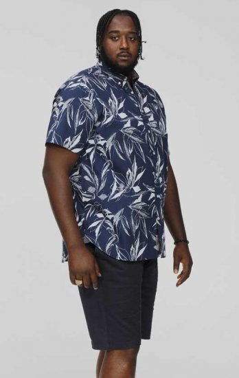 D555 FINLEY Hawaiian AO Print Shirt Navy - Košulje - Muške Košulje Veliki Brojevi