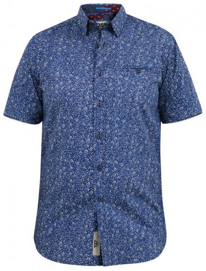 D555 KYLE S/S Micro AO Print Shirt Blue - Košulje - Muške Košulje Veliki Brojevi