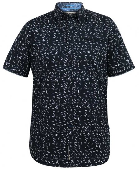 D555 BEAU S/S AO Leaf Print Shirt Navy - Košulje - Muške Košulje Veliki Brojevi