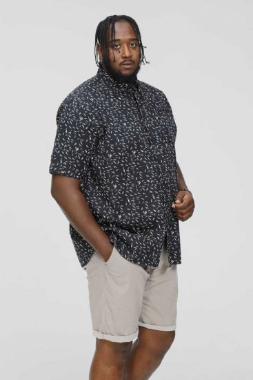 D555 BEAU S/S AO Leaf Print Shirt Navy - Košulje - Muške Košulje Veliki Brojevi