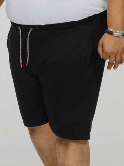 D555 STEFAN1 Elasticated Waist Loop Back Shorts Black - Sportske hlače & kratke - Muške Trenirke Veliki Brojevi