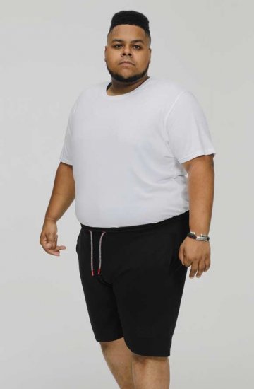 D555 STEFAN1 Elasticated Waist Loop Back Shorts Black - Sportske hlače & kratke - Muške Trenirke Veliki Brojevi