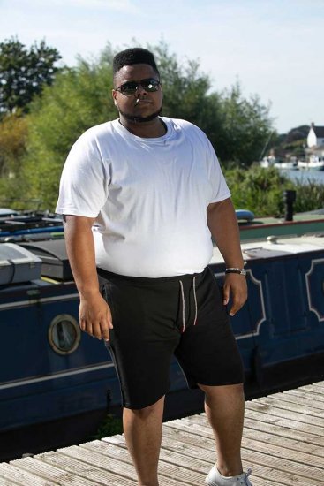 D555 STEFAN1 Elasticated Waist Loop Back Shorts Black - Sportske hlače & kratke - Muške Trenirke Veliki Brojevi