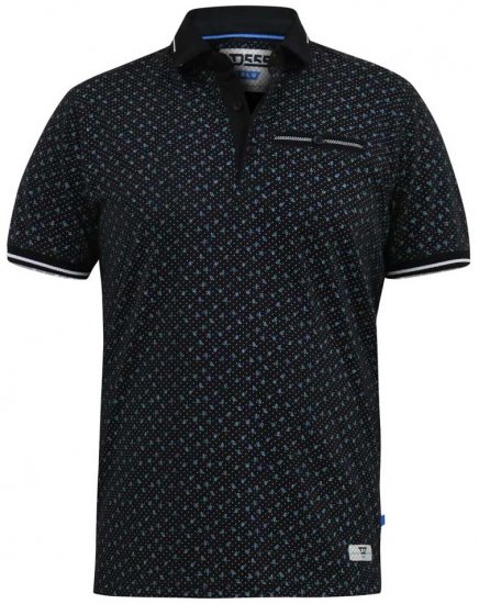 D555 WILSON AO Printed Polo Shirt Black - Polo majice - Muške Polo Majice Veliki Brojevi