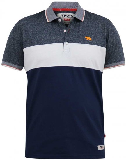 D555 EMERSON Cut And Sew Polo With Jacquard Collar Navy - Polo majice - Muške Polo Majice Veliki Brojevi