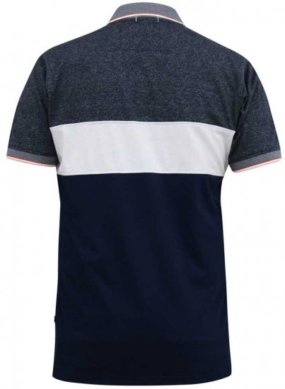 D555 EMERSON Cut And Sew Polo With Jacquard Collar Navy - Polo majice - Muške Polo Majice Veliki Brojevi