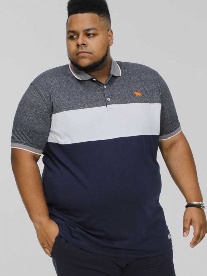 D555 EMERSON Cut And Sew Polo With Jacquard Collar Navy - Polo majice - Muške Polo Majice Veliki Brojevi