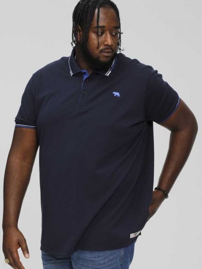 D555 SALFORD 1 Pique Polo Navy - Polo majice - Muške Polo Majice Veliki Brojevi