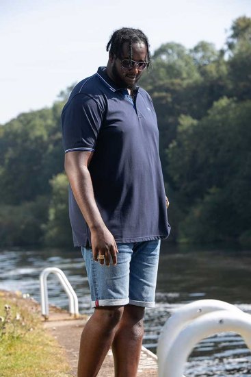 D555 SALFORD 1 Pique Polo Navy - Polo majice - Muške Polo Majice Veliki Brojevi