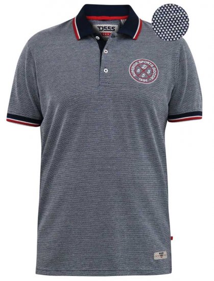 D555 KEMSTON Birds Eye Pique Polo Navy/White - Polo majice - Muške Polo Majice Veliki Brojevi