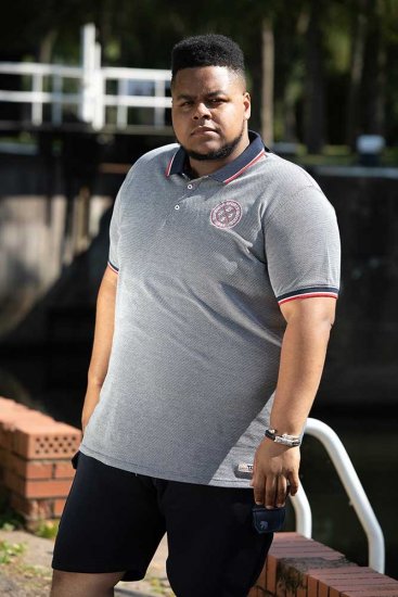 D555 KEMSTON Birds Eye Pique Polo Navy/White - Polo majice - Muške Polo Majice Veliki Brojevi