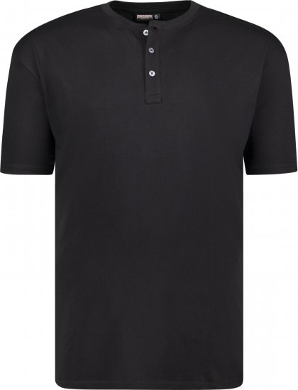 Adamo Silas Regular fit Serafino T-shirt Black - Majice Kratkih Rukava - Muške Majice Kratkih Rukava Veliki Brojevi 