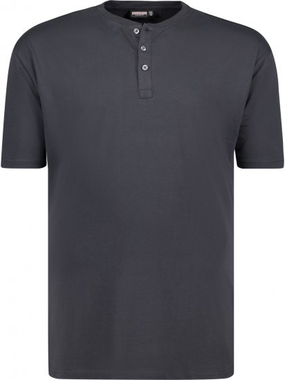 Adamo Silas Regular fit Serafino T-shirt Charcoal - Majice Kratkih Rukava - Muške Majice Kratkih Rukava Veliki Brojevi 