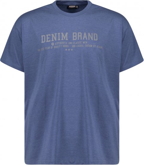 Adamo Simon Regular fit Printed T-shirt Denim Blue - Majice Kratkih Rukava - Muške Majice Kratkih Rukava Veliki Brojevi 