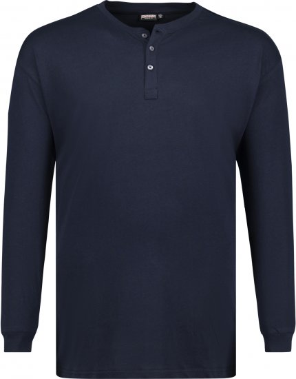 Adamo Sven Regular fit Serafino Long sleeve T-shirt Navy - Majice Kratkih Rukava - Muške Majice Kratkih Rukava Veliki Brojevi 