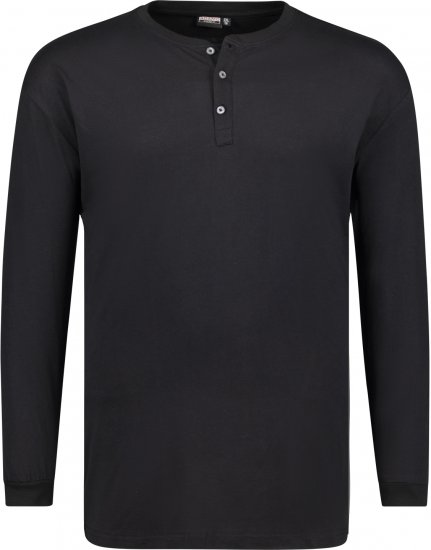 Adamo Sven Regular fit Serafino Long sleeve T-shirt Black - Majice Kratkih Rukava - Muške Majice Kratkih Rukava Veliki Brojevi 