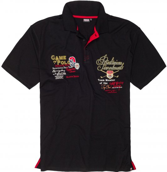 Adamo DURBAN Regular fit Polo Shirt Black - Polo majice - Muške Polo Majice Veliki Brojevi