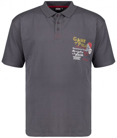 Adamo Perth Printed Polo Shirt Charcoal - Polo majice - Muške Polo Majice Veliki Brojevi