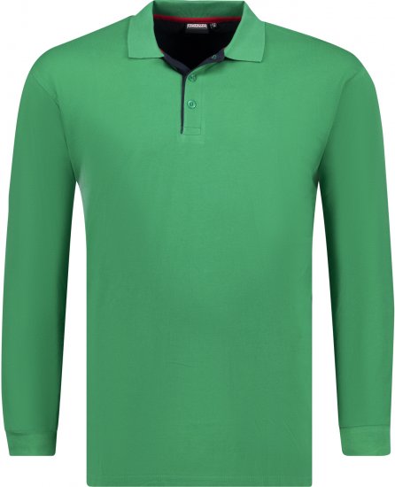 Adamo Peter Comfort fit Long sleeve Polo Green - Polo majice - Muške Polo Majice Veliki Brojevi