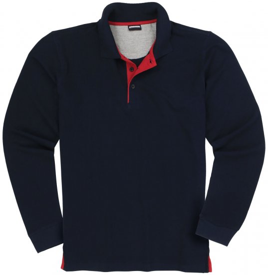 Adamo Peter Comfort fit Long sleeve Polo Navy - Polo majice - Muške Polo Majice Veliki Brojevi