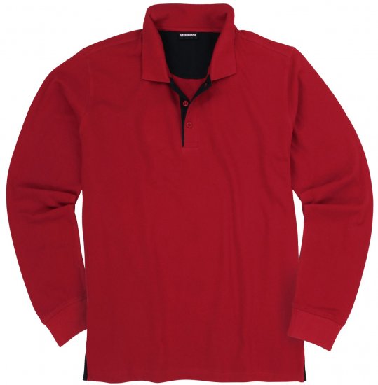 Adamo Peter Comfort fit Long sleeve Polo Red - Polo majice - Muške Polo Majice Veliki Brojevi