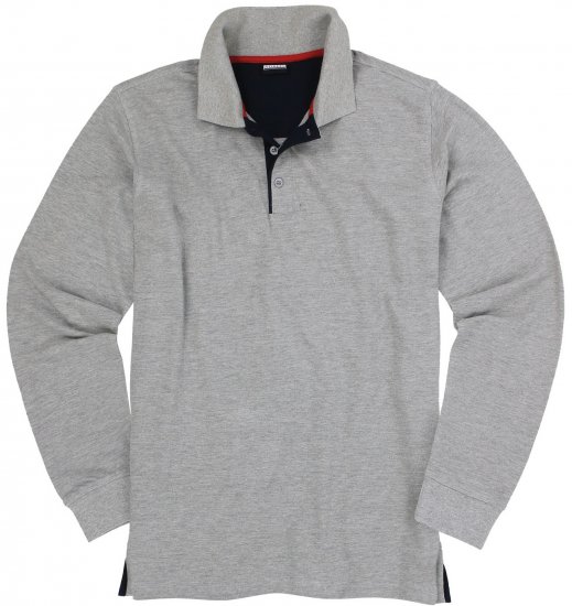 Adamo Peter Comfort fit Long sleeve Polo Grey - Polo majice - Muške Polo Majice Veliki Brojevi