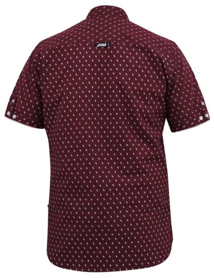 D555 DUNSTABLE S/S Micro AO Print Shirt Burgundy - Košulje - Muške Košulje Veliki Brojevi