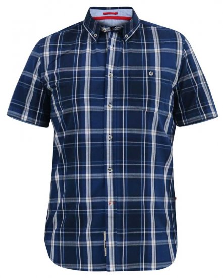 D555 HADSTOCK Check Button Down Collar S/S Shirt Navy - Košulje - Muške Košulje Veliki Brojevi