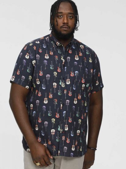 D555 BARRATT Guitar AO Printed Button Down Collar S/S Shirt - Košulje - Muške Košulje Veliki Brojevi