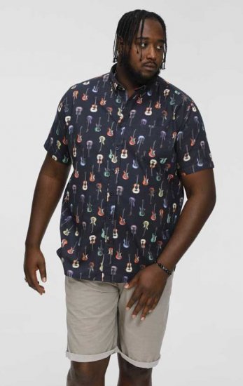D555 BARRATT Guitar AO Printed Button Down Collar S/S Shirt - Košulje - Muške Košulje Veliki Brojevi