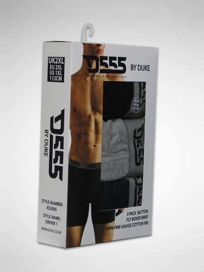 Duke Driver Boxershorts Black, Grey, Navy 3-Pack - Donje rublje & kupaće hlače - muške donje rublje veliki brojevi