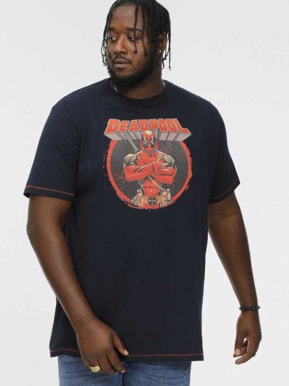 D555 WADE Official Deadpool Printed T-Shirt Dark Navy - Majice Kratkih Rukava - Muške Majice Kratkih Rukava Veliki Brojevi 