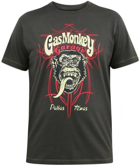 D555 DALLAS Official Gas Monkey Printed Crew Neck T-Shirt Khaki - Majice Kratkih Rukava - Muške Majice Kratkih Rukava Veliki Brojevi 