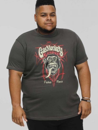 D555 DALLAS Official Gas Monkey Printed Crew Neck T-Shirt Khaki - Majice Kratkih Rukava - Muške Majice Kratkih Rukava Veliki Brojevi 