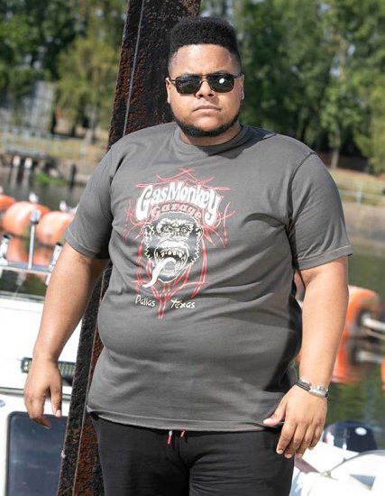 D555 DALLAS Official Gas Monkey Printed Crew Neck T-Shirt Khaki - Majice Kratkih Rukava - Muške Majice Kratkih Rukava Veliki Brojevi 