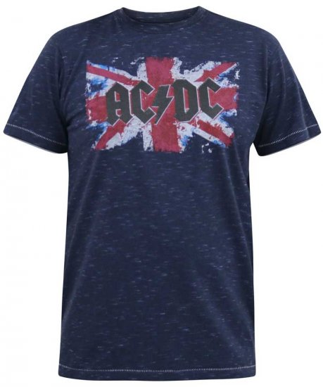 D555 DENNIS Official AC/DC Printed Crew Neck T-Shirt Navy Reno - Majice Kratkih Rukava - Muške Majice Kratkih Rukava Veliki Brojevi 